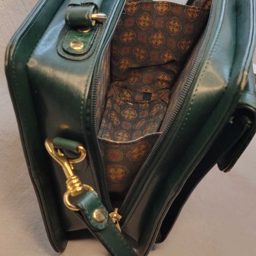 Vintage Belle Rose Elegant Green Leather Women's Bag - Picture 6 of 13